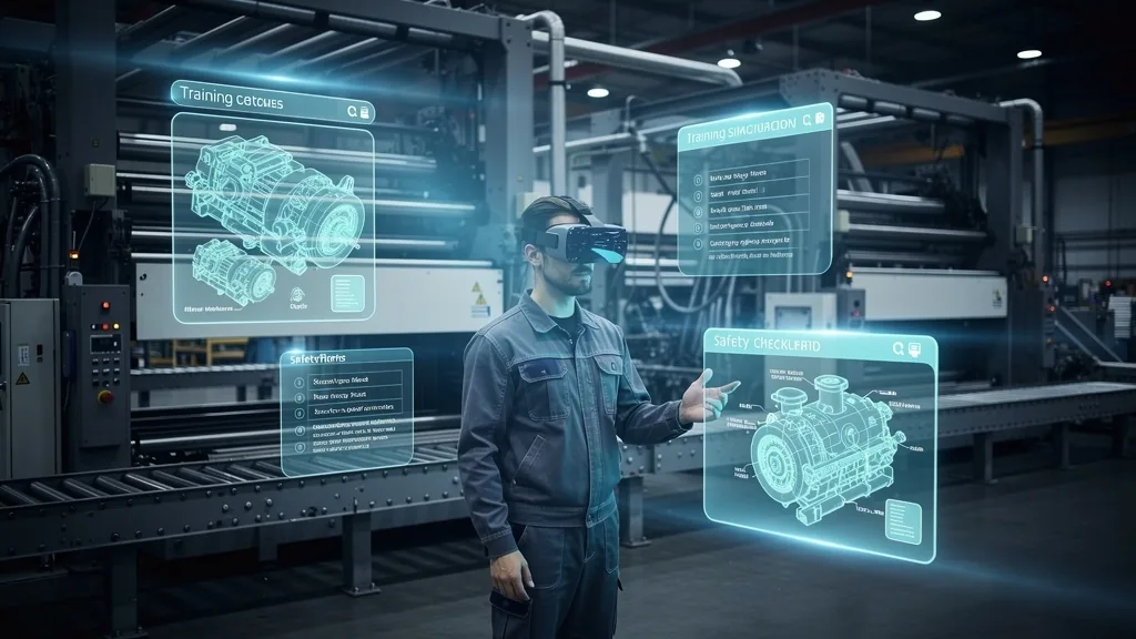 Industrial VR Training — worker in factory with VR headset