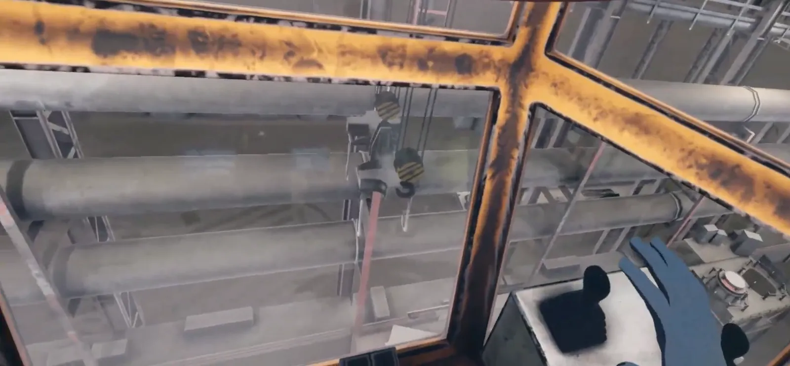 View of the crane girder and runway from inside the VR EOT crane cabin
