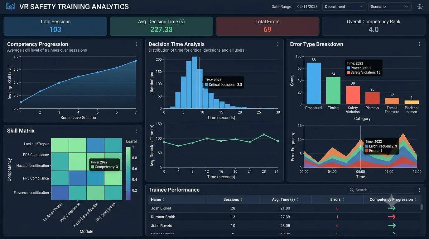 VR training analytics dashboard