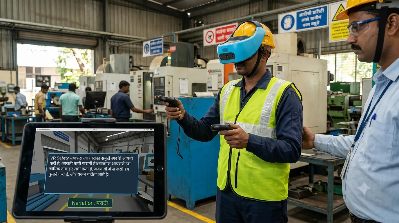 Shop-floor worker taking VR safety training