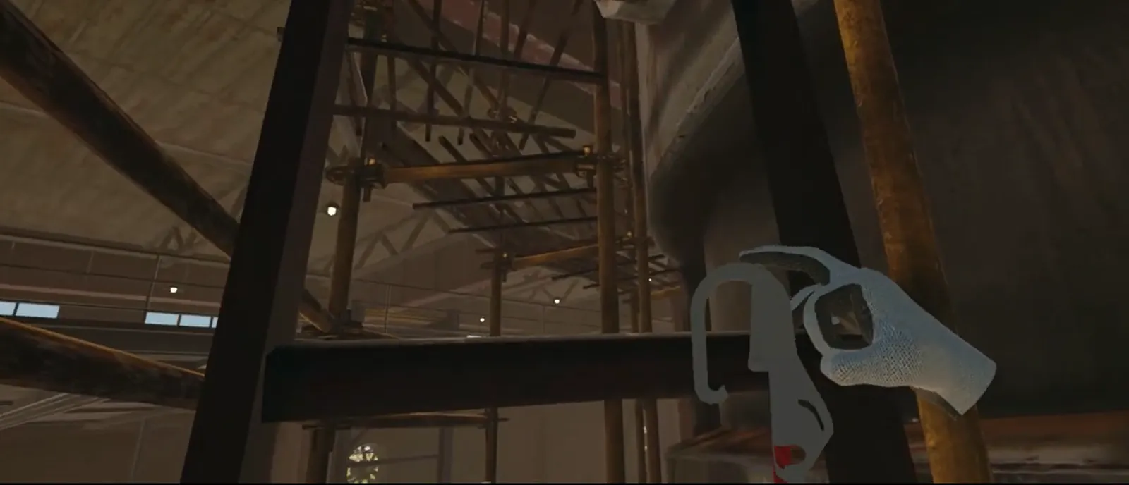 First-person VR view from scaffolding at height